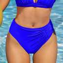 YELAIVP Women's High Waisted Bikini Bottom Tummy Control Ruched Bathing Suit Bottom Full Coverage Swimsuit Bottoms (Blue, XL)