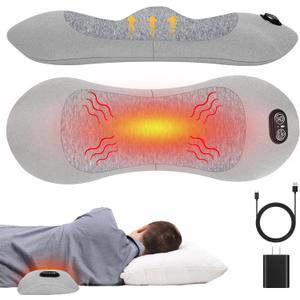 Triple Fusion Back Massager with Heat, Vibration & Air Traction | Electric Air Traction Technology;Lower Back Massage;Lumbar Support Pillow for Office Chair and Home ,Recliner Use