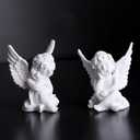 orenm 2 Pack Resin Cherubs White Angel Statue Figurine, Garden Sleeping Cherub Statue Sculpture Indoor Outdoor Home Decoration, Cute Adorable Angle Sculpture Memorial Statue(4" Height) (White)