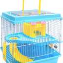 Tfwadmx Hamster Carrier, Dwarf Hamster Travel Cage, Portable Cages with Water Bottle, Gerbil Travel Carry Case Outdoor Vacation House for Small Mice(Blue,10.6x8x11.4)