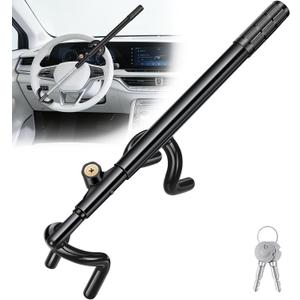 Steering Wheel Lock Anti-Theft Car Device with Adjustable Length Locking Universal Fit for Cars Trucks Vans and SUVs (Black)