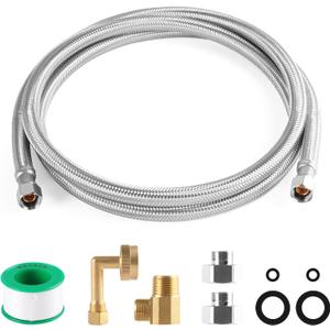 Dishwasher Installation Kit, 10ft Dishwasher Hose Braided Stainless Steel 3/8''x 3/8'' Universal Fit to Dishwasher Burst Proof water supply line