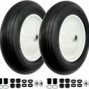 2-Pack 4.80-8 Wheelbarrow Tire and wheel with 3"-6''Centered Hub, 3/4" or 5/8''or 1/2'' Bearings, 16 Tire Assembly for Hand Truck,Garden Cart (4.80/4.00-8 Flat Free,3" Center Hub,Ribbed Tread)