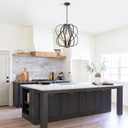 17" Black and Gold Chandelier Geometric Metal Modern Industrial Chandeliers Lighting for Farmhouse Living Room Entryway Kitchen (Bronze-4 lights)