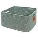 COMFY-HOMI Cotton Rope Woven Basket with Handles for Shelves,Toys,Book, Cloth Storage Baskets for Organizing-17" x 13" x 7.5" Toy Decorative Organizer for Living Room, Bathroom Green