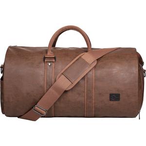 seyfocnia Convertible Travel Garment Bag,Carry on Garment Duffel Bag for Men Women - 2 in 1 Hanging Suitcase Suit Business Travel Bag (Brown)