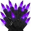New Upgraded Purple Halloween Lights - 35 Count Classic Mini Christmas String Lights with Purple LED Bulbs for Tree, Crafts, Indoor and Outdoor Use, UL Certified, Connectable, 8.5 Feet Black Wire