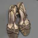 DREAM PAIRS Women's Kitten Heels Open Toe Stilettos Rhinestone Heels for Dressy Wedding, Gold, 9.5