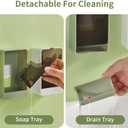 Soap Holder Dish Shower, 2 Pack Bar Soap Holder with Drainage, Self Draining Soap Holder, Wall Mounted Soap Box Tray Container for Bathroom, Bathtub Kitchen Sink, No Drilling, 4 Adhesive Include