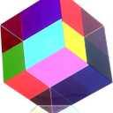 Color Cube (2.4inch) with Stand - Cyan, Magenta & Yellow Subtractive Color Mixing - Mesmerizing Acrylic Prism for Desk Decor, A Fun Conversation Starter