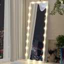 Full Length Mirror with Lights, White Full Body Mirror | Aluminum Alloy Frame, Smart Tounch, Dimming and 3 Color Modes, Hollywood Mirror for Dressing and Make up, Wall Mount/Leaning, 16.5*46 inch