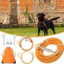 100FT Dog Tie Out Cable with 10FT Trolley Run Leash for Yard, Heavy Duty Pet Runner Cable Lead Leash for Small Medium Large Dogs Camping, Training, Hiking, Outdoor