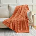 EXQ Home Fall Throw Blanket for Couch or Bed - 3D Imitation Turtle Shell Jacquard Decorative Fleece Blankets - Cozy Soft Fuzzy Flannel Blanket Suitable for All Seasons(50"60",Orange)
