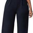 Pink Queen Jumpsuits for Women Dressy V Neck Sleeveless Wide Leg Long Pant Rompers Business Casual Outfits, Large