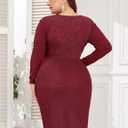ZOMVA Plus Size 0X-4X Sparkly Glitter Ruched Bodycon Mini Dress Sparkle Sequin Wrap Ruffle Sleeve Dress Cocktail Party Formal (Red, XXXL)