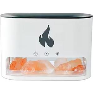 Fireplace Humidifier Crystal Salt Rock Fire Lamp 7 Color Flame Aroma Volcano Air Humidifier Essential Oil Diffuser for Home