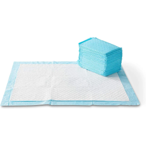 Amazon Basics X-Large Absorbent Puppy Pads, Leak-Proof, Quick-Dry, 28 x 34 Inches, Pack of 50, Blue & White