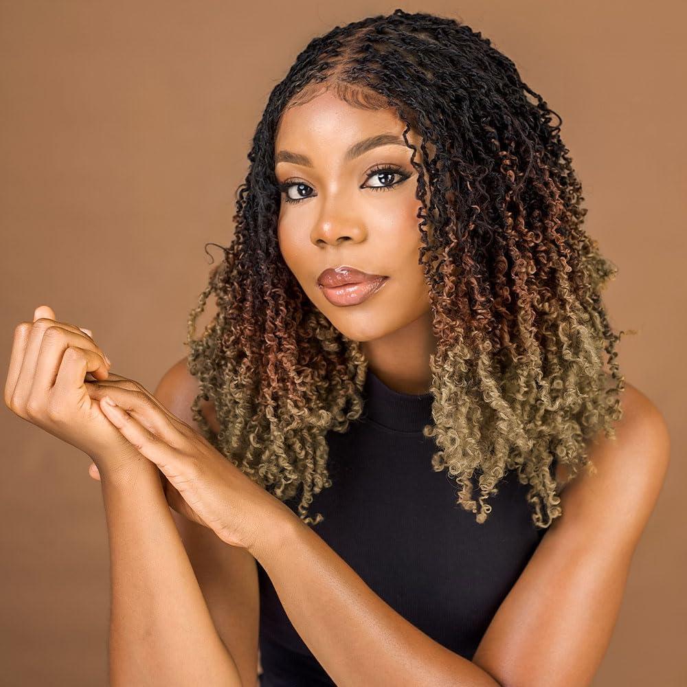 Yanky Twist Crochet Hair 12 Inch 10 Packs Pre-Twisted 3 Tones Ombre Brown Yankee Twist Micro Passion Twist for Black Women(OT30/27, Total 200 Strands)