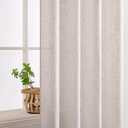 MIULEE Natural White Linen Curtains 108 Inches Long for Bedroom Living Room, Soft Thick Linen Textured Window Drapes Semi Sheer Light Filtering Rod Pocket Back Tab Cream Ivory Modern Look, 2 Panels