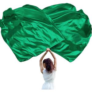 Jetec 2 Pcs 74"x55" Worship Flags for Dance Church Praise Dance Flag with Flexible Rod Semicircle Angel Wing for Outdoor Stage Performance Religious Activities(Green,Solid Color)