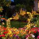 X-PREK Solar Garden Lights Outdoor Decoration, Metal Solar Watering Can Lights Outdoor Waterproof, Small Patio Light Yard Lawn Pathway Decor, Gardening Gifts for Women Mom Grandma 2 Packs