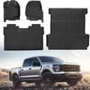 Custom for 2015-2025 2026 Ford F-150 Floor Mats and Trunk Bed Mat 5.5' Ft Short Bed Liner Full Set All Weather TPE Rubber for Ford F150 Accessories (Floor Mats+Truck Bed Mat)