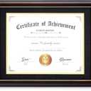 ELSKER&HOME Diploma Frames 11x14 with Mat- Solid Cherry Wood - Display 11x14 Document/Certificate with Mat or 15x18 without Mat - Wall Mount Display (Double Mat, Black Mat with Golden Rim)