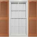 12"W x 60"H Mid-America Vinyl, Standard Size Cathedral Top Center Mullion, Open Louver Shutter, w/ Installation Shutter-Lok's & Matching Screws (Per Pair), 471 - Treated Cedar