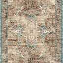 Triohero 5x7 Area Rugs Washable Oriental Rug - Stain & Fade Resistant Non-Slip Vintage Carpet, Pet & Kid Friendly Low Pile Rug Farmhouse Rugs for Bedroom, Living Room, Home Office, Playroom