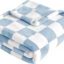 Yurhap Checkered Baby Blanket Fleece Baby Blankets for Boys, Ultra Soft Cozy Fluffy Infant Toddler Newborn Receiving Blankets for Crib Stroller, 30''x40'', Blue