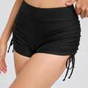 Womens Swim Shorts High Waisted Tie Board Shorts Bathing Suit Bottoms Tummy Control Swimsuit with Liner (Black, S)