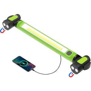Mechanic Work Light, 3000LM Magnetic Work Lights, 5200mAh Rechargeable LED Work Light Bar, Portable Cordless Underhood Work Lights with Hooks for Inspection Workshop Emergency (Green)