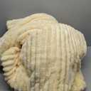 decorUhome Soft Fleece Beige Throw Blanket for Couch, Cozy Fluffy Plush Flannel Striped Blanket for Sofa Bed, Lightweight Decorative Ribbed Fuzzy Blanket for Woman, 50x60 Inches