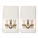 ARKENY Easter Kitchen Towels Set of 2,Beige Bunny Dish Towels 18x26 Inch Drying Dishcloth,Farmhouse Home Seasonal Spring Decorations AD220