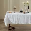 Talasily Linen Tablecloth 100% Pure Linen Table Cloth 60x120 Inches Rectangle Tablecloths Washable Cloths for Kitchen, Dining, Buffet Parties, Holidays, Picnic, Weddings and Restaurants-White