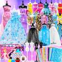 800+PCS Fashion Designer Kits for Girls, Doll Clothes Making Kit with 4 Mannequins, Creativity DIY Arts & Crafts Toys for Kids, Sewing Kit for Girls Aged 6-12+ Birthday Gifts