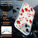 for iPhone 13/14 Case [Compatible with Magsafe],Girls Women Clear Magnetic Case Silicone Shockproof Protective Cover with Pattern Strawberry Sunflower