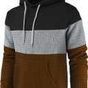 Women's Waffle Color Block Pullover Sweatshirts Hoodies Drawstring Hooded Sweatshirt for Women Trendy (XS)