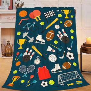 Sports Blanket Cool Basketball Soccer Baseball Throw Blankets for Girls Boys Super Soft Warm Fleece Flannel Sports Ball Throws Gifts for Men Women Cozy Fuzzy Plush Stuffed Couch Bed Decor 50"x40"