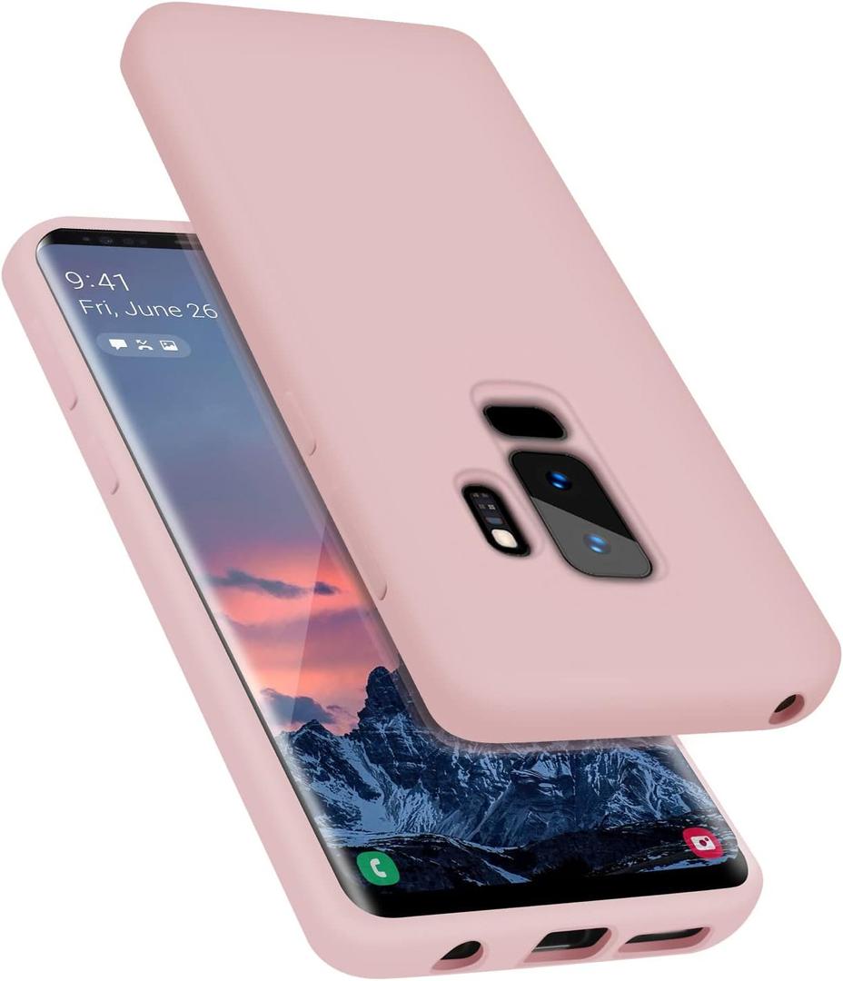E Segoi Designed for Galaxy S9 Plus Case, Liquid Silicone Gel Rubber Shockproof Case Soft Microfiber Cloth Lining Cushion Compatible with Galaxy S9+ 6.2 inch (Pink Sand)