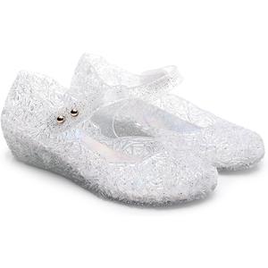 Jelly Shoes for Girls, Snow Queen Princess Birthday Sandals for Little Girls, Blue Toddler Glitter Sandals Size 9, Frozen Inspired Party Cosplay Costumes Dress Flats