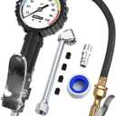 Tire Inflator with Pressure Gauge and Longer Hose  Most Accurate, Heavy Duty Air Chuck with Gauge for Air Compressor Tire Inflator Attachment  100PSI