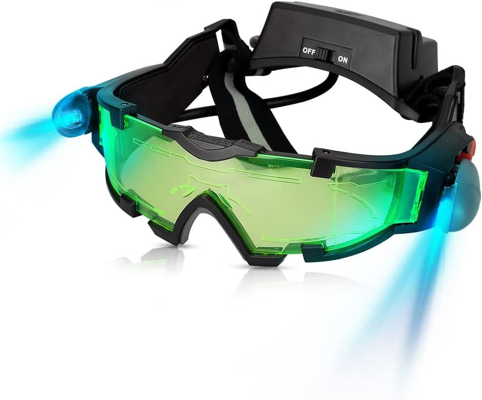 AGM Kids Night Vision Goggles, Adjustable Spy Gear Night Mission Goggles with Flip-Out Lights Green Lens