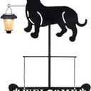 BAYN Solar Dachshund Silhouette Dog Breed Welcome Sign with a Lantern Outdoor Decorative Garden Stakes for Yard, Lawn, Patio, Pathway