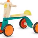 B. toys Smooth Rider Ride On Wooden Toddler Bike Balance Toys for Toddlers Push & Ride Bike Four Wheels 18+ Months, Large, Multicolor