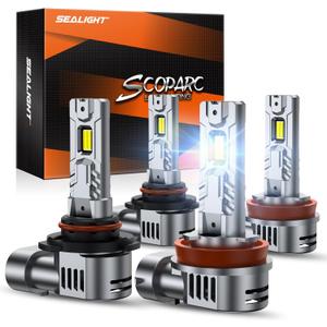 SEALIGHT // and / Fog Lights Combo, 100,000LM Wider Driving Vision, 9005 H11 Fog Lights with Cooling Fans, Plug and Play, Pack of 4