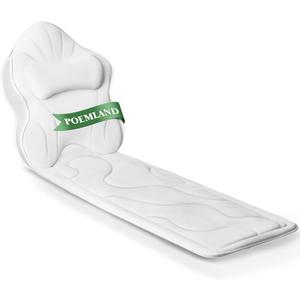 Poemland Luxury Thick Full Body Bath Pillows Mat & Cushion for Bathtub Headrest Neck Shoulder Support Comfort Relaxation Spa Accessories Perfect for a Spa Soak in Bathtub (White)