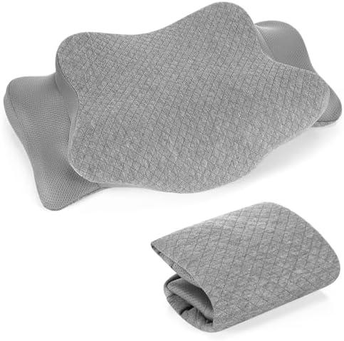 HunnmingRe Cervical Pillow Case Cover Comfortable and Breathable Memory Foam Cervical Neck Pillow Case Cover with Zipper(Gray,Standard Size)