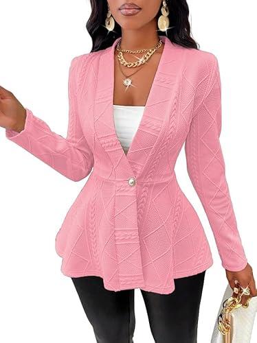 SKAYS Blazers for Women Business Casual Long Sleeve Solid Blazers & Suit Jackets Office Button Knit Cardigan, S