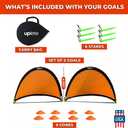 4ft Pop-Up Portable Soccer Goals - Set of 2 Training Goals for Kids & Adults with Carrying Case, 8 Agility Cones - Lightweight, Quick-Setup Practice Net for Backyard Park